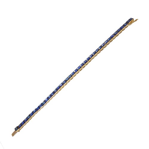 Early 20th century sapphire and gold line bracelet by Cartier, Paris c.1915,